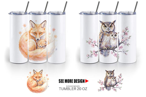 Tumbler Watercolor Magical Forest Motherhood Sublimation artnoy 