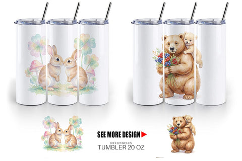 Tumbler Watercolor Magical Forest Motherhood Sublimation artnoy 