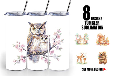 Tumbler Watercolor Magical Forest Motherhood Sublimation artnoy 