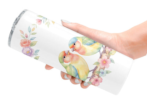 Tumbler Watercolor Mama Bird And Floral Nest Art Sublimation artnoy 