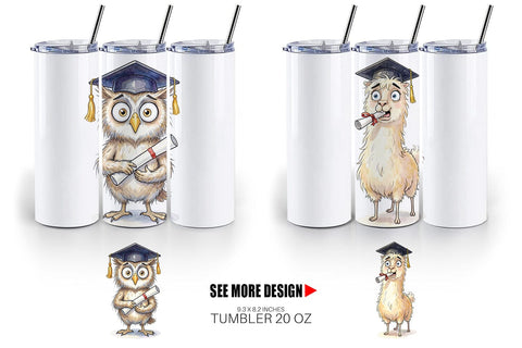 Tumbler Watercolor Messy Animal Graduation Sublimation artnoy 