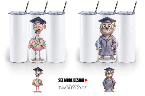 Tumbler Watercolor Messy Animal Graduation Sublimation artnoy 