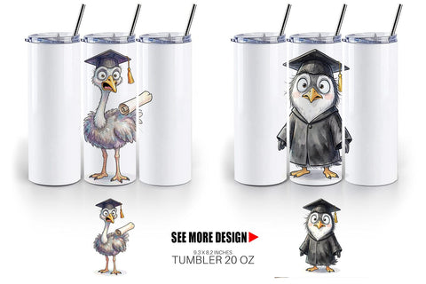 Tumbler Watercolor Messy Animal Graduation Sublimation artnoy 