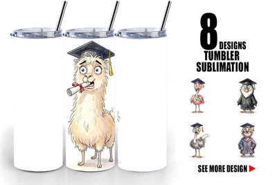 Tumbler Watercolor Messy Animal Graduation Sublimation artnoy 
