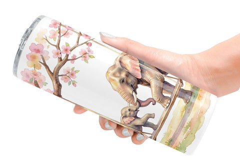 Tumbler Watercolor Mom And Baby Elephant Love Art Sublimation artnoy 
