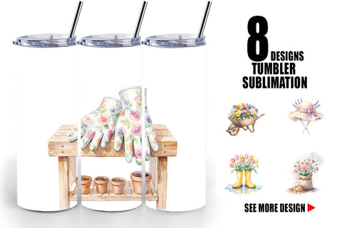 Tumbler Watercolor Moms Magic Garden Tools Sublimation artnoy 