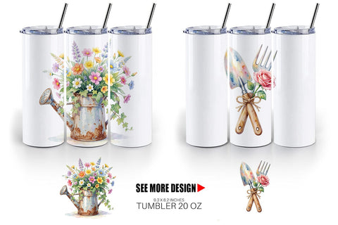 Tumbler Watercolor Moms Magic Garden Tools Sublimation artnoy 