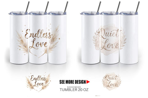 Tumbler Watercolor Neutral Boho Botanical Mama Quotes Sublimation artnoy 