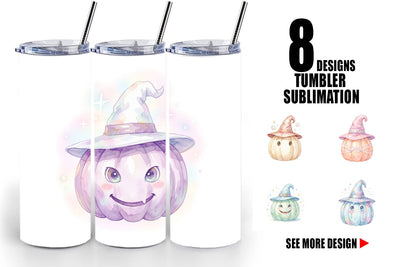 Tumbler Watercolor Pastel Fairytale Witch Hat Sublimation artnoy 