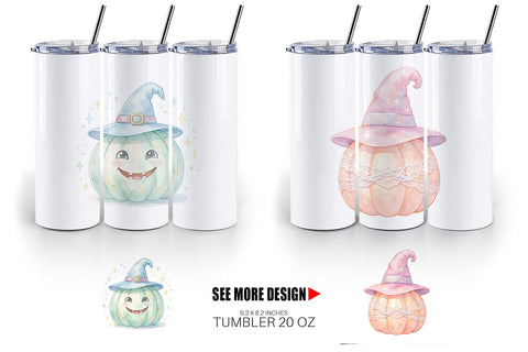 Tumbler Watercolor Pastel Fairytale Witch Hat Sublimation artnoy 