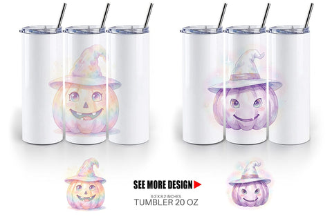 Tumbler Watercolor Pastel Fairytale Witch Hat Sublimation artnoy 