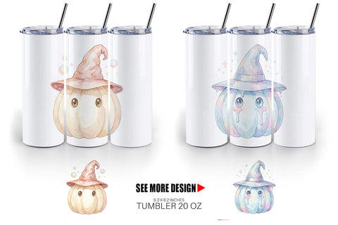 Tumbler Watercolor Pastel Fairytale Witch Hat Sublimation artnoy 