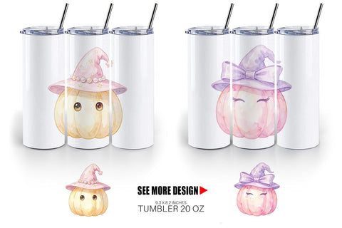 Tumbler Watercolor Pastel Fairytale Witch Hat Sublimation artnoy 