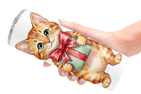 Tumbler Watercolor Pastel Garden Cat Celebration Sublimation artnoy 