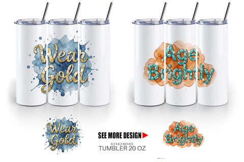 Tumbler Watercolor Patina Weathered Healing Art Sublimation artnoy 
