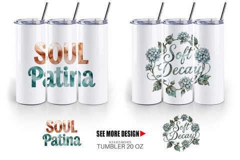 Tumbler Watercolor Patina Weathered Healing Art Sublimation artnoy 