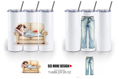 Tumbler Watercolor Post Feast Coma Sublimation artnoy 