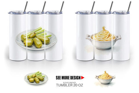 Tumbler Watercolor Quirky Thanksgiving Dishes Sublimation artnoy 