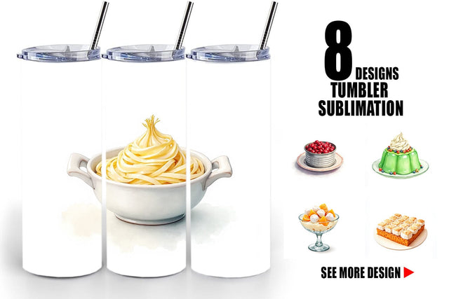 Tumbler Watercolor Quirky Thanksgiving Dishes Sublimation artnoy 