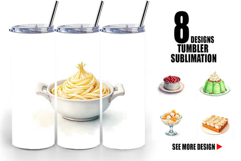 Tumbler Watercolor Quirky Thanksgiving Dishes Sublimation artnoy 