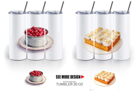 Tumbler Watercolor Quirky Thanksgiving Dishes Sublimation artnoy 