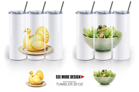 Tumbler Watercolor Quirky Thanksgiving Dishes Sublimation artnoy 