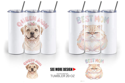 Tumbler Watercolor Quirky Ugly Cute Animal Mom Sublimation artnoy 