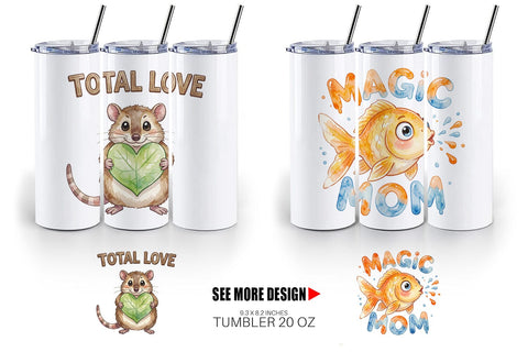 Tumbler Watercolor Quirky Ugly Cute Animal Mom Sublimation artnoy 