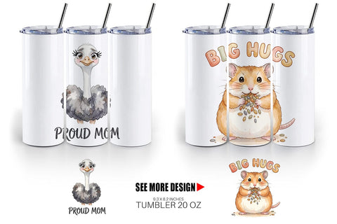 Tumbler Watercolor Quirky Ugly Cute Animal Mom Sublimation artnoy 