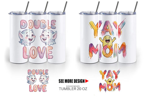Tumbler Watercolor Quirky Ugly Cute Momster Art Quotes Sublimation artnoy 
