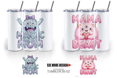 Tumbler Watercolor Quirky Ugly Cute Momster Art Quotes Sublimation artnoy 