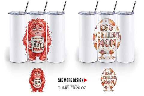 Tumbler Watercolor Quirky Ugly Cute Momster Art Quotes Sublimation artnoy 