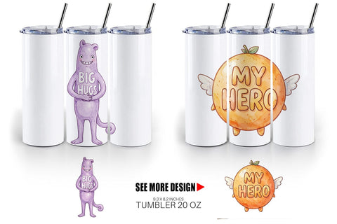 Tumbler Watercolor Quirky Ugly Cute Momster Art Quotes Sublimation artnoy 