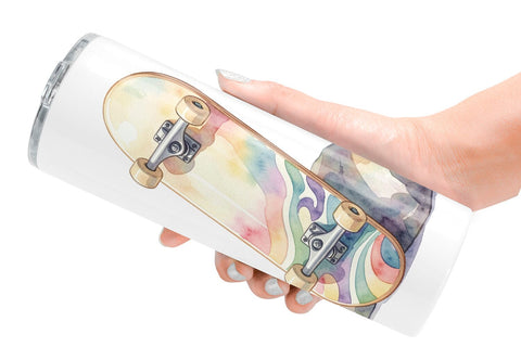 Tumbler Watercolor Retro 70s Roller Disco Art Sublimation artnoy 