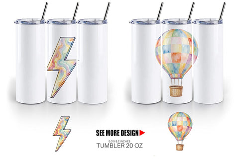 Tumbler Watercolor Retro 70s Sun And Celestial Sublimation artnoy 