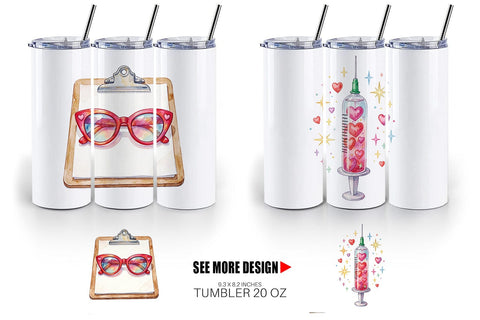 Tumbler Watercolor Retro Groovy Nurse Tools Sublimation artnoy 