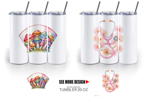 Tumbler Watercolor Retro Groovy Nurse Tools Sublimation artnoy 