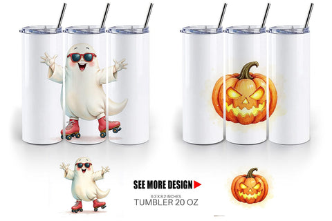 Tumbler Watercolor Retro Halloween Disco Sublimation artnoy 