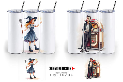 Tumbler Watercolor Retro Halloween Disco Sublimation artnoy 