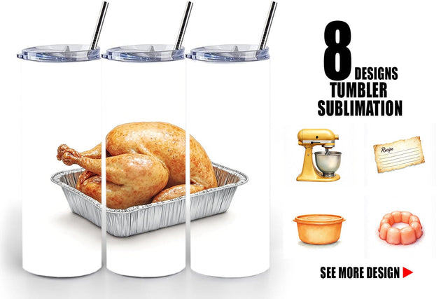 Tumbler Watercolor Retro Thanksgiving Prep Sublimation artnoy 