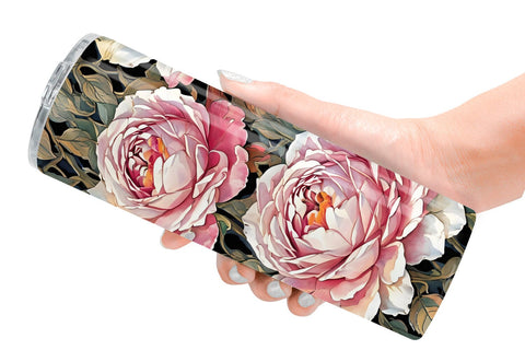 Tumbler Watercolor Roses Pattern Sublimation artnoy 