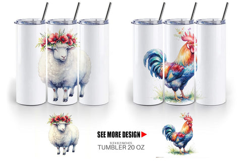Tumbler Watercolor Rustic Flower Crown Animal Sublimation artnoy 