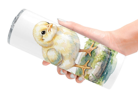Tumbler Watercolor Rustic Garden Easter Chicks Sublimation artnoy 