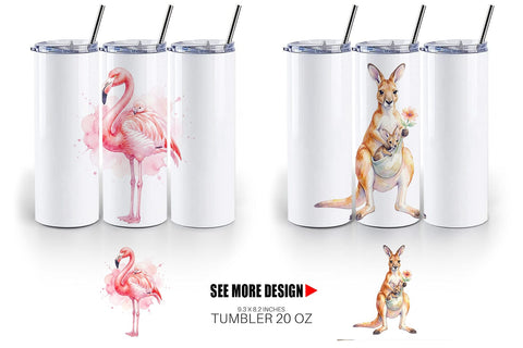 Tumbler Watercolor Safari Mom And Baby Animal Sublimation artnoy 