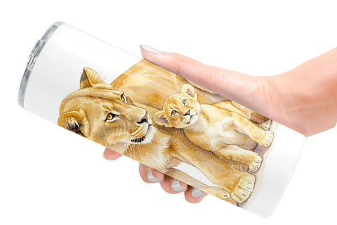 Tumbler Watercolor Safari Mom And Baby Animal Sublimation artnoy 