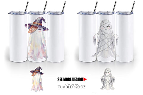 Tumbler Watercolor Sarcastic Autumn Fall Ghost Sublimation artnoy 