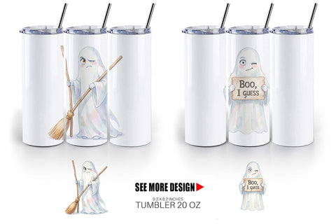 Tumbler Watercolor Sarcastic Autumn Fall Ghost Sublimation artnoy 