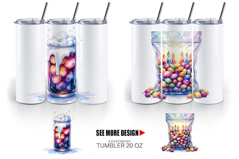 Tumbler Watercolor Sarcastic Camp Food Snacks Sublimation artnoy 