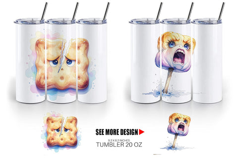 Tumbler Watercolor Sarcastic Camp Food Snacks Sublimation artnoy 