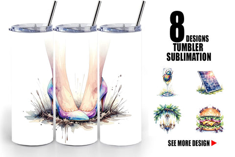 Tumbler Watercolor Sarcastic Glamping Fails Sublimation artnoy 